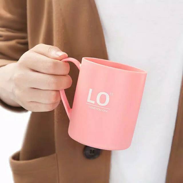 Gelas Pasangan Mug Love Couple Black Pink Hadiah Souvenir R47