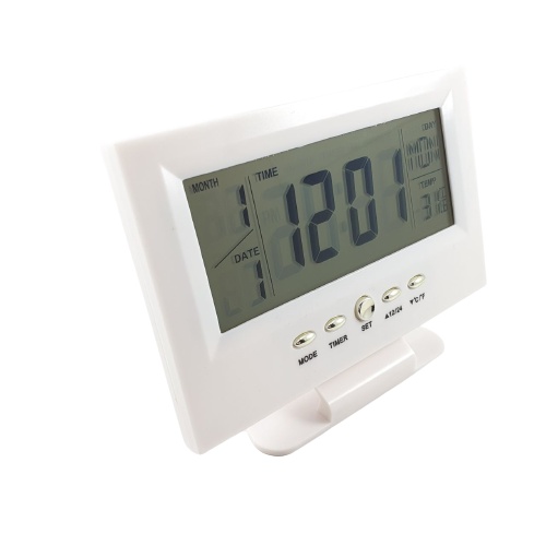 Jam Digital LED Kenko Kalender Temperature Alarm Meja TV Clock KK-8082 putih