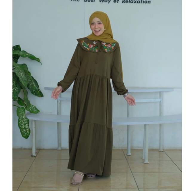 AMARA DRESS BORDIR SUSUN TIGA KEKINIAN DRESS MIDI DRESS