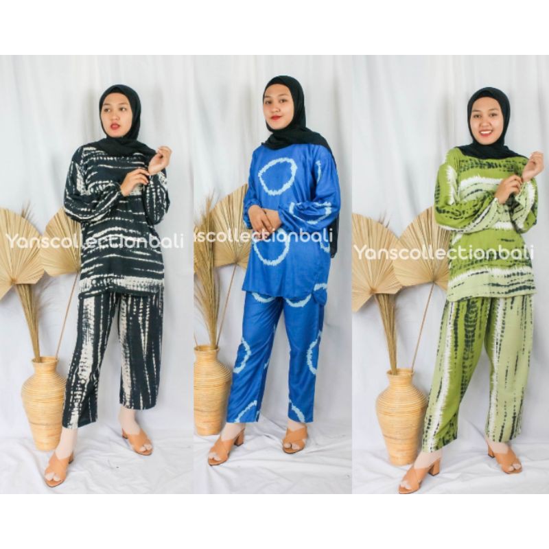 Babydoll BALI Lengan Panjang Shibori Snake Gradasi Hijab