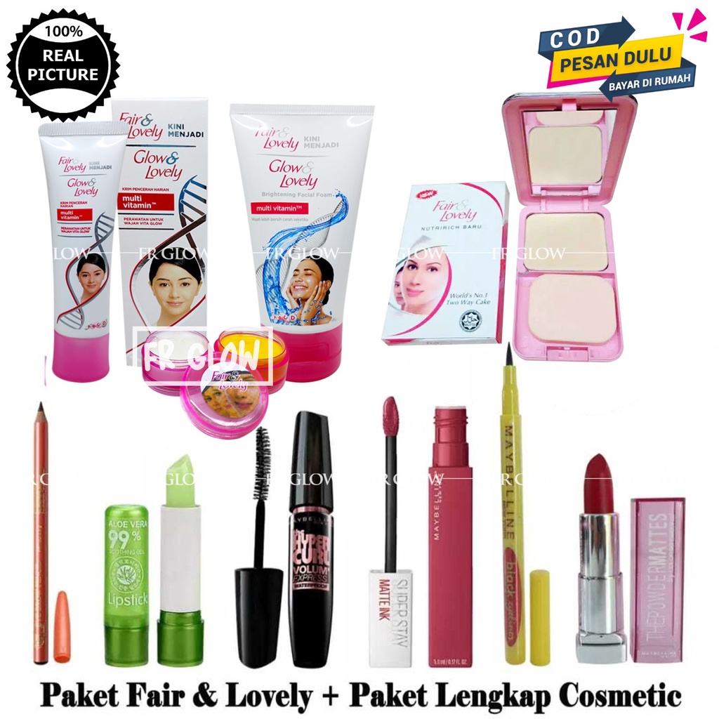 Paket Cantik Kumplit Skincare Plus Make Up / Paket Cream Fair & Lovely (Facial foam-cream fair siang