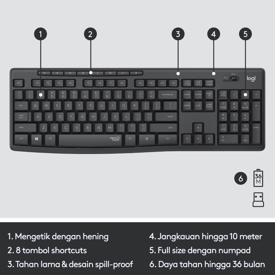 Logitech MK295 Combo Keyboard &amp; Mouse Wireless Silent Multimedia Keys