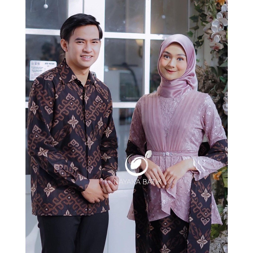 NAYAKA BATIK | Batik Couple Aretha Aufa Tulle Mutiara Kombi Tutu Model Kekinian | Setelan Kebaya Wanita Terbaru | Kebaya Tunangan | Kebaya Wisuda Remaja 2022 | Couple Brokat Free Slendang | Kebaya Couple Aveena