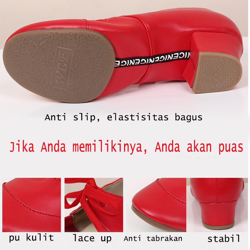 Sepatu dance wanita Sepatu Wanita sepatu dans Sepatu hak 4cm Sepatu Heel Sepatu Dansa Latin wanita