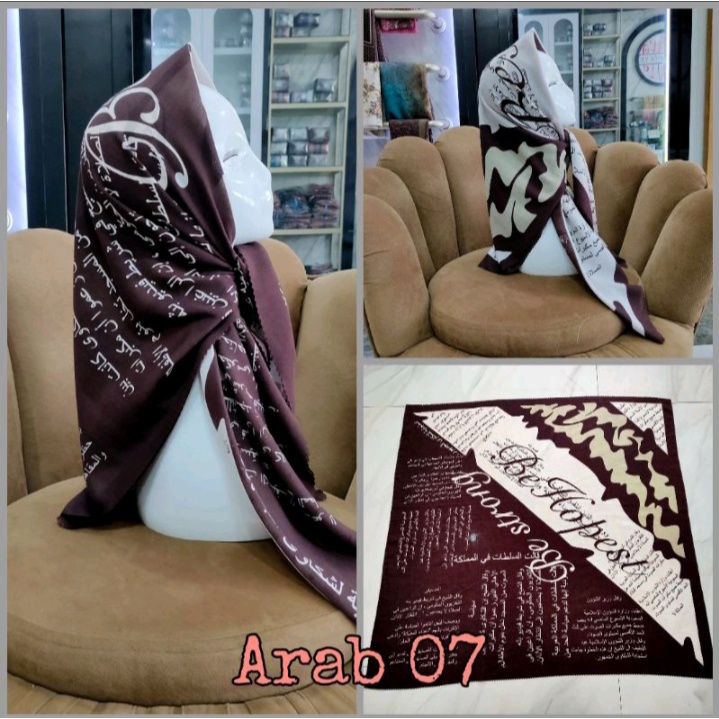 Hijab Segiempat Motif Koran arab / arabic premium / Kerudung voal best seller-ARAB 07