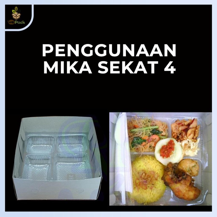 

MIKA PLASTIK SEKAT 4 KOTAK BOX NASI 18X18cm 50 pcs