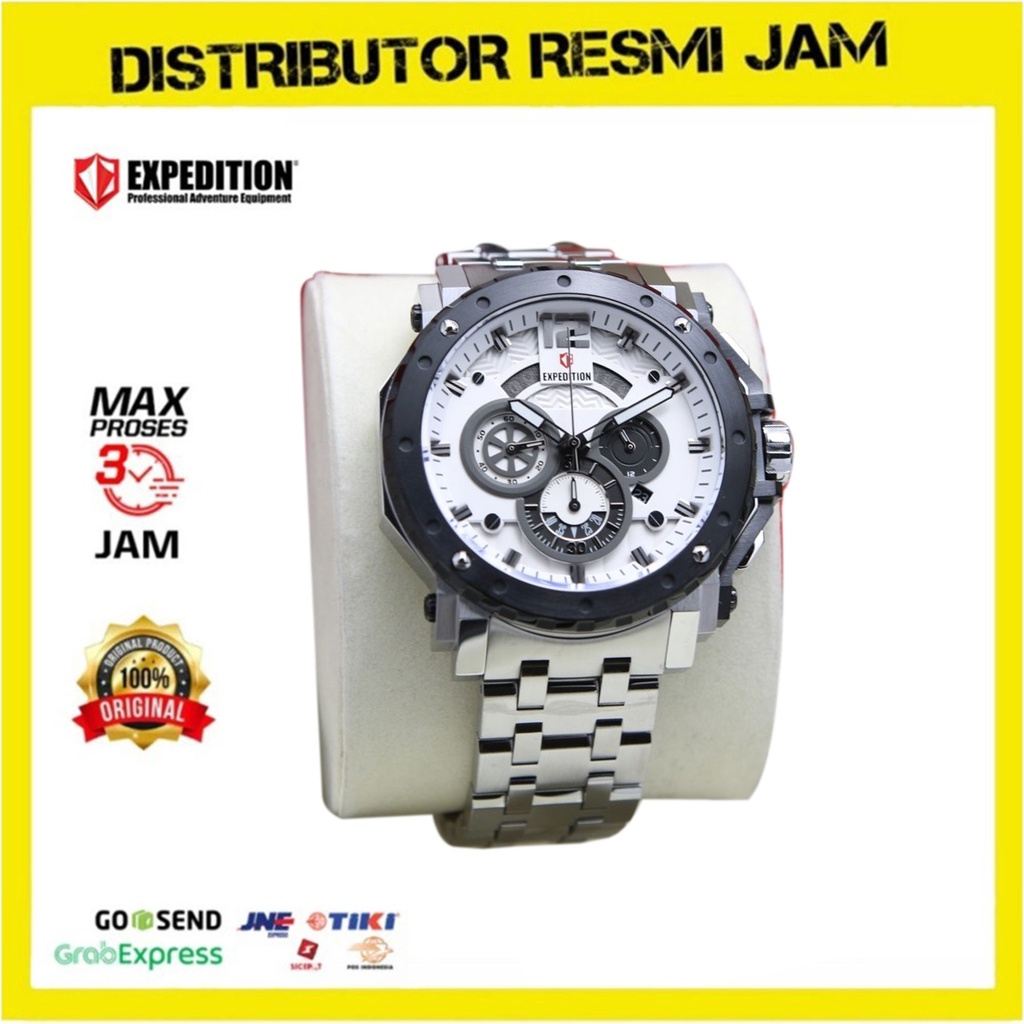 Jam Tangan Pria Expedition 6402 / E 6402 / E6402 Silver Black White