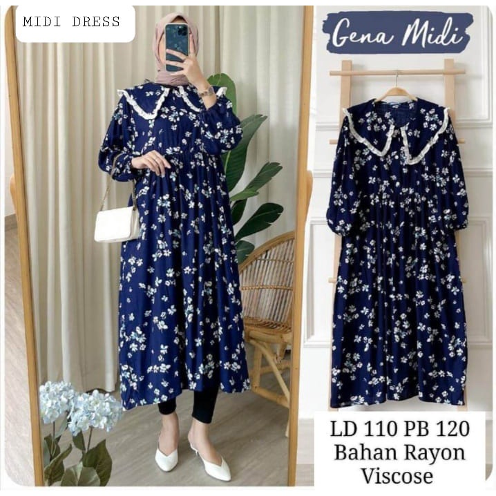 PROMO MIDI DRESS RAYON ORI PREMIUM MOTIF 2021 MIDI TREND BISA COD