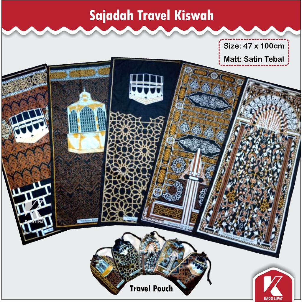 Sajadah Travel Hitam Kiswah Sajadah Traveling Pouch (Ukuran Besar)