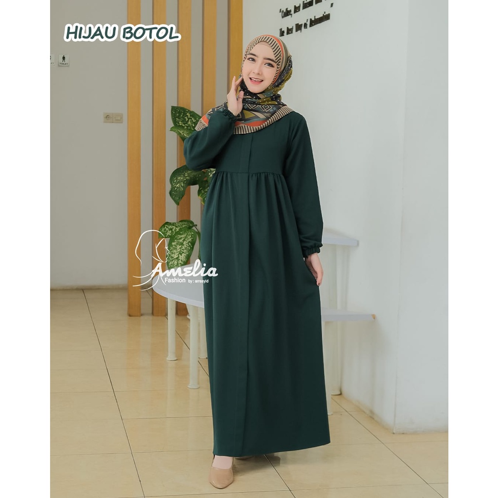 Gamis itycrepe polos babydoll basic daily dress muslim syari homedress liliana