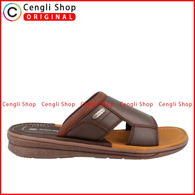 SANDAL SLIDE PAKALOLO PRIA ORIGINAL CASUAL KULIT ASLI COKLAT PB30