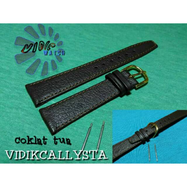 STRAP WATCH GENUINE LEATHER 12 14 16 18 20 DARK BROWN / TALI JAM KULIT COKLAT TUA MOTIF