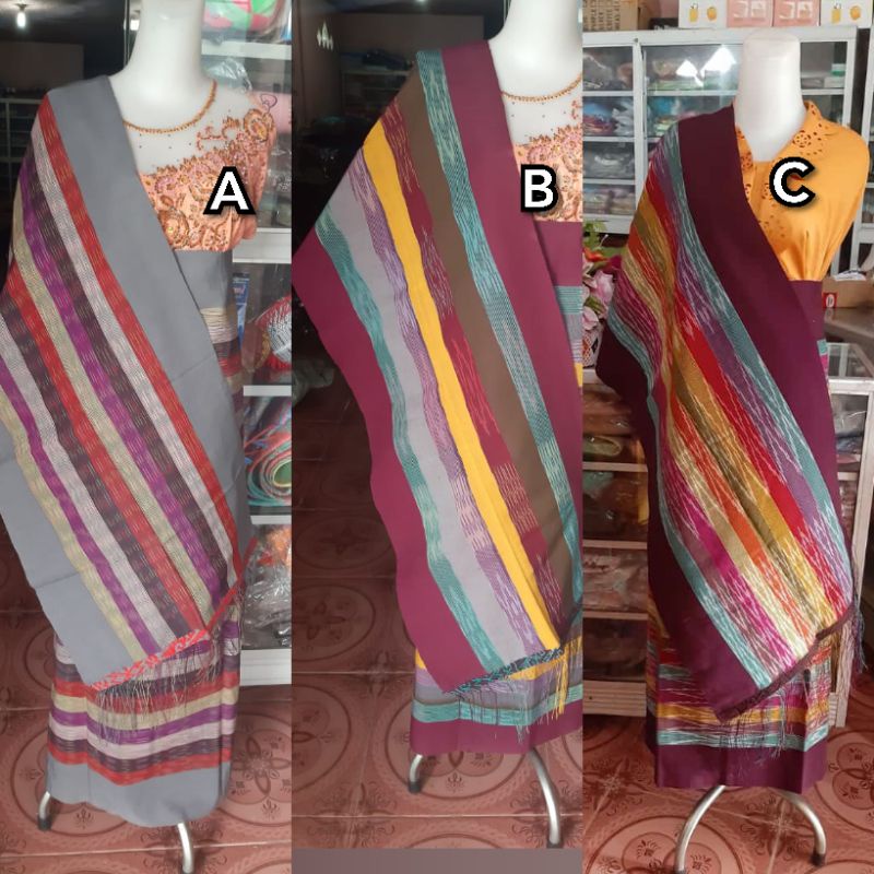 SELENDANG TENUN MOTIF ULOS SIBOLANG RASTA ABU ABU SISI HITAM SIBOLANG RASTA ATBM SIANTAR HANDE HANDE