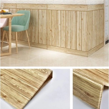 Wallpaper Dinding 3D FOAM / Sticker Dinding / Wallpaper Foam 3D / Wallfoam Motif Kayu-3