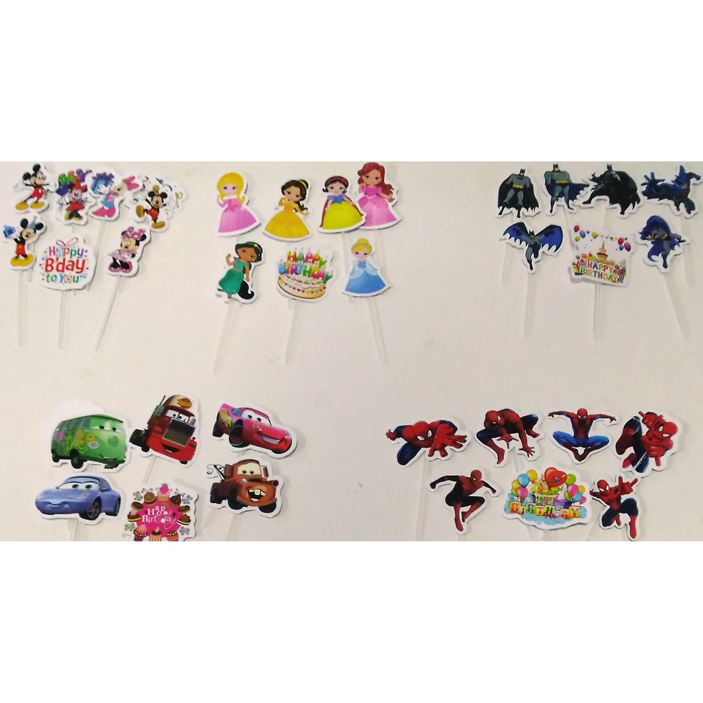 Cake Topper Karakter / Printing Happy Birthday  Mickey Mouse / Princess / Cars / Batman  / Spiderman