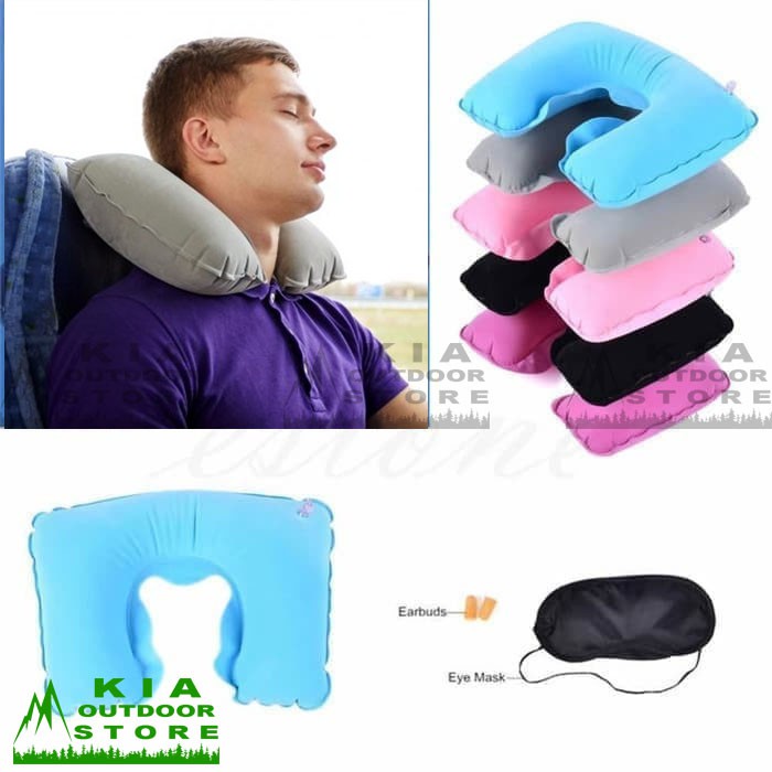 Bantal Leher Angin Bisa Ditiup Ergonomis Tiup Udara Travelling Terapi Refleksi Besar Pria Wanita