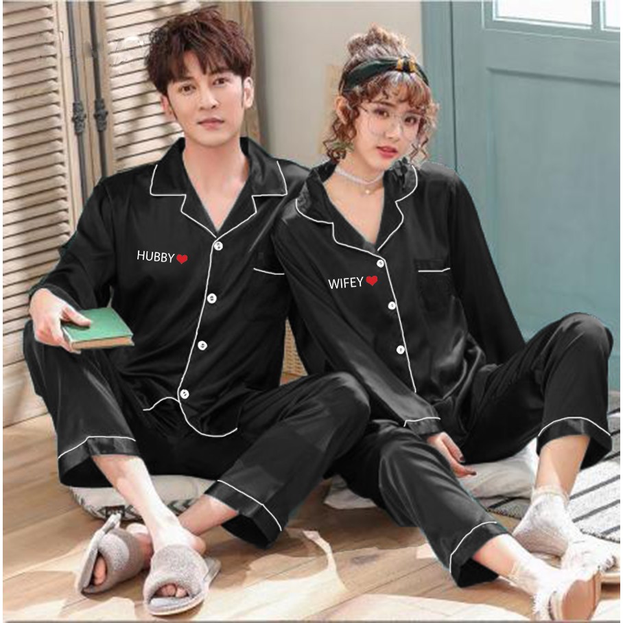 Zavyn Piyama Couple Satin Custom Hubby ❤ &amp; Wifey ❤