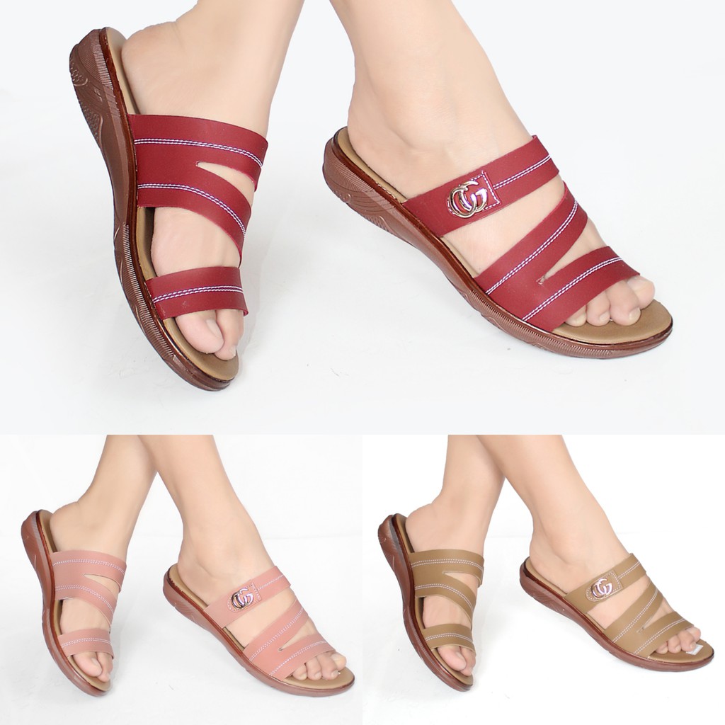  Sandal  Wanita Wedges Slop Selop  Casual Murah  AS03 