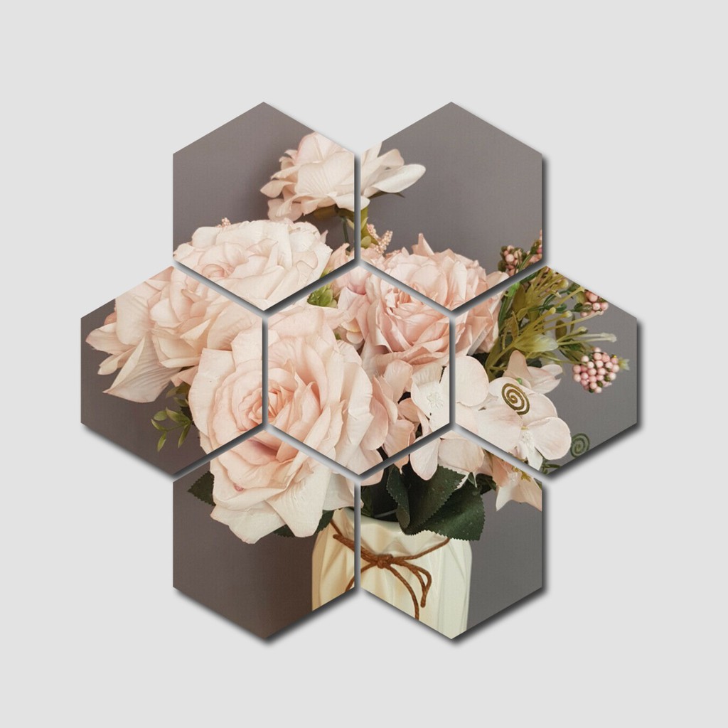  Hiasan  Dinding  Poster Pajangan Walldecor Hexagonal Bunga 