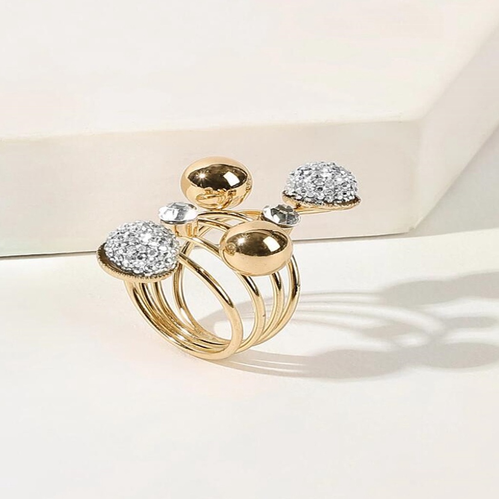 Hu Hu Hu Hu Hu Alat Bantu Pasang Kacamata♡ Cincin Adjustable Bahan Alloy Aksen Mutiara Imitasi Untuk Pertunangan