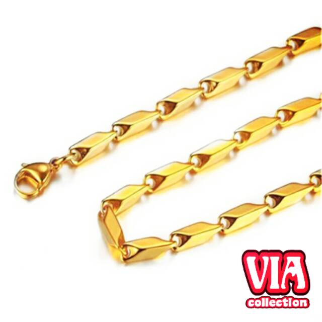 Kalung Titanium Gold Padi 316L