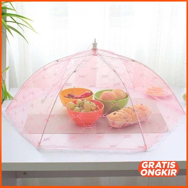 Tudung Saji Cover Penutup Makan Umbrella Food Cover 60cm FAN-08