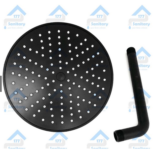 Wall Shower Bulat Hitam 8inch /F22BL - Shower pancuran air mandi Jumbo Bulat Tanam Tembok Black /F220BL