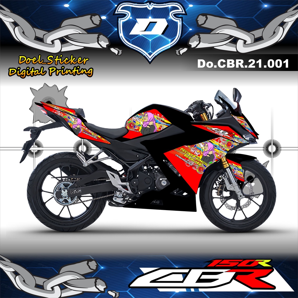 STRIPING CBR 2021 - STICKER STRIPING VARIASI HONDA CBR 150R NEW 2021 MOTIF THAILOOK 01