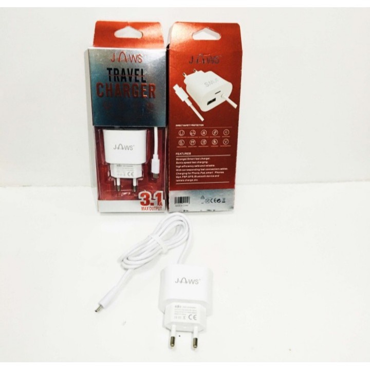 Travel/Mini Charger Adapter/ Pengisi Daya Jaws 1 USB Port Micro Usb