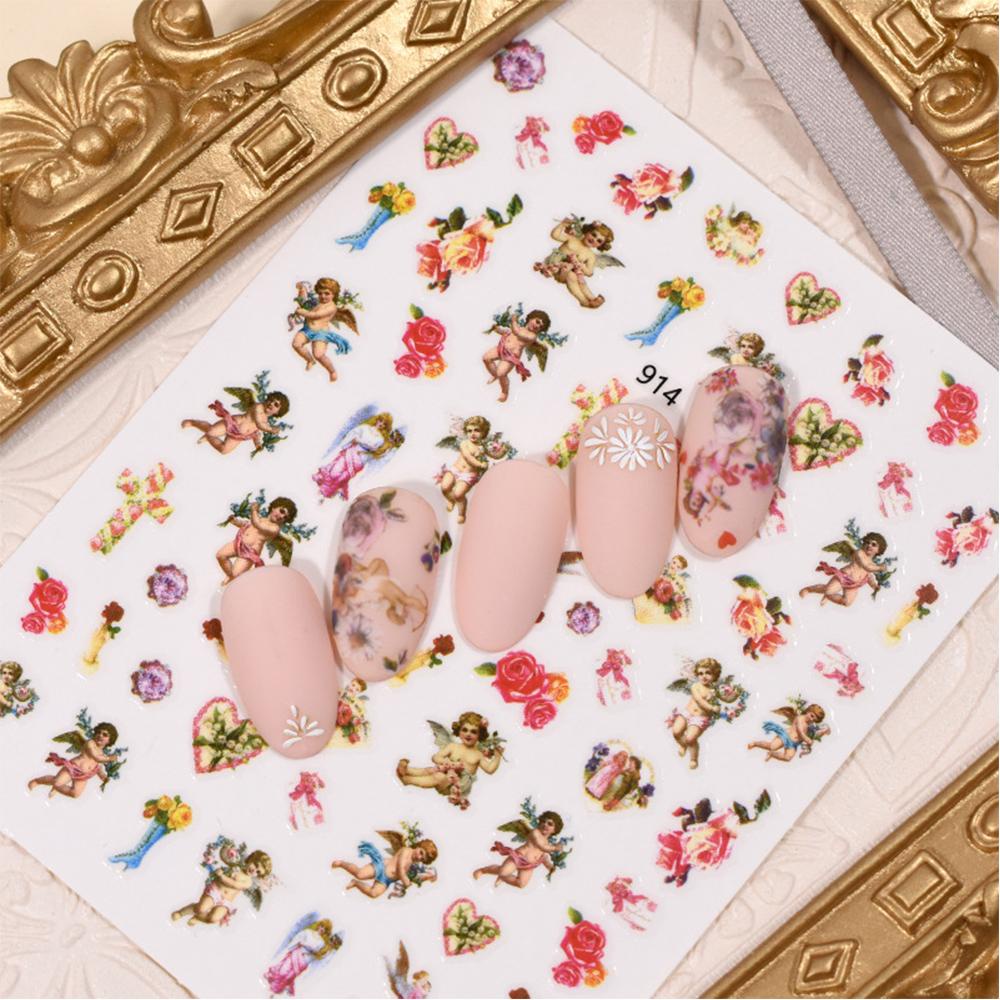 Agustina Angel Stiker Kuku 3D Self Adhesive Bunga Kembali Lem Cupid Mary Nail Art Dekorasi