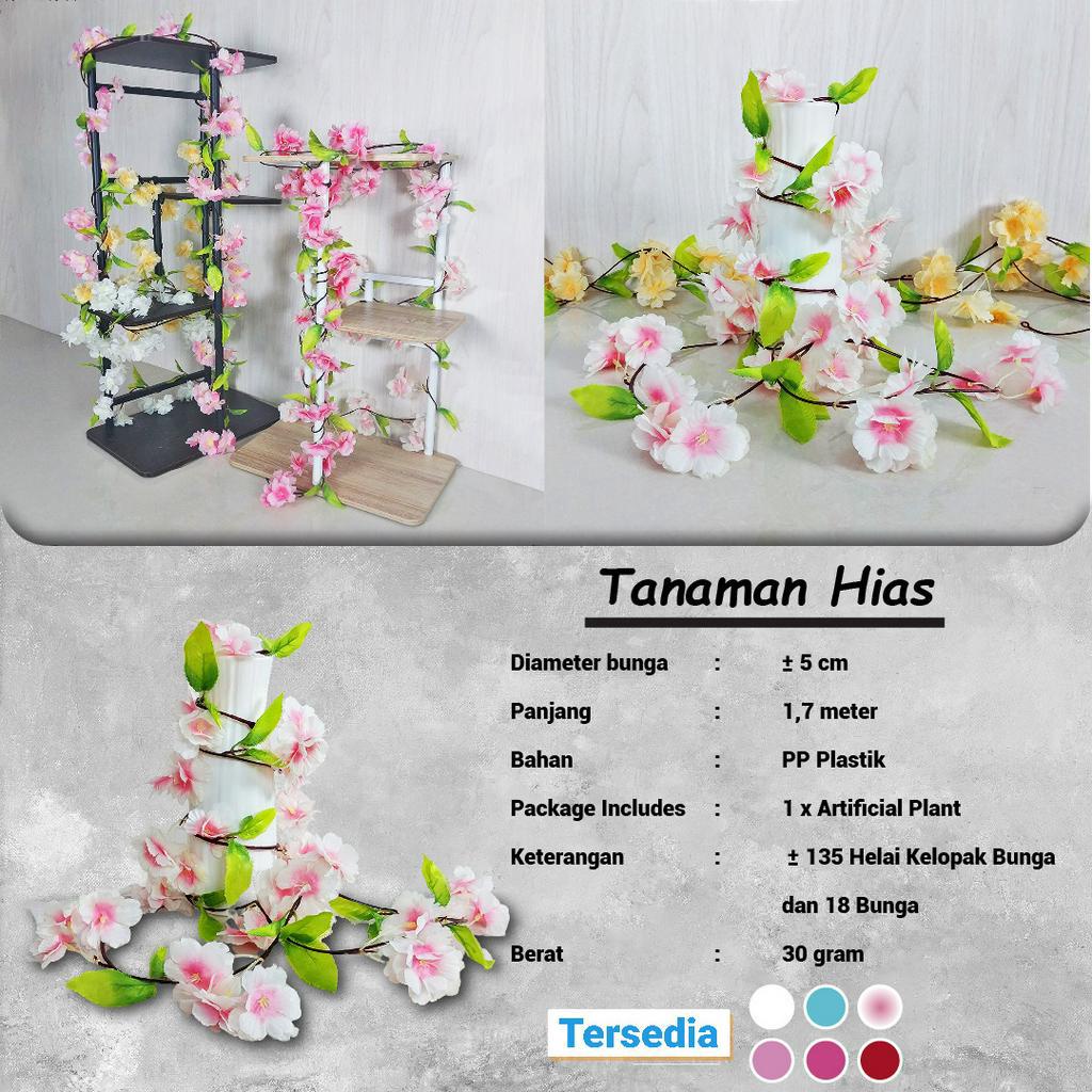 Bunga Sakura Hias Tanaman Plastik Ornamen Pajangan Dekorasi Rumah Bunga Imitasi Palsu Artificial Plant Flower Satu7an PBP66