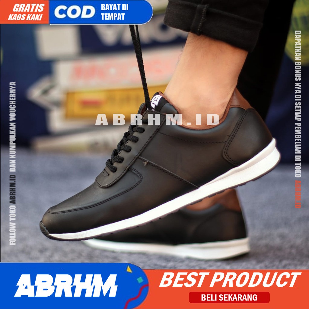 ABRHM x PREY Sepatu Casual Sneaker Pria Sepatu Pria Casual Sneakers Kulit Pu Ori Cowo/Cowok Keren Sepatu Kasual Kerja Kuliah Kondangan Gaya Santai Keren Kekinian Original Murah Terlaris