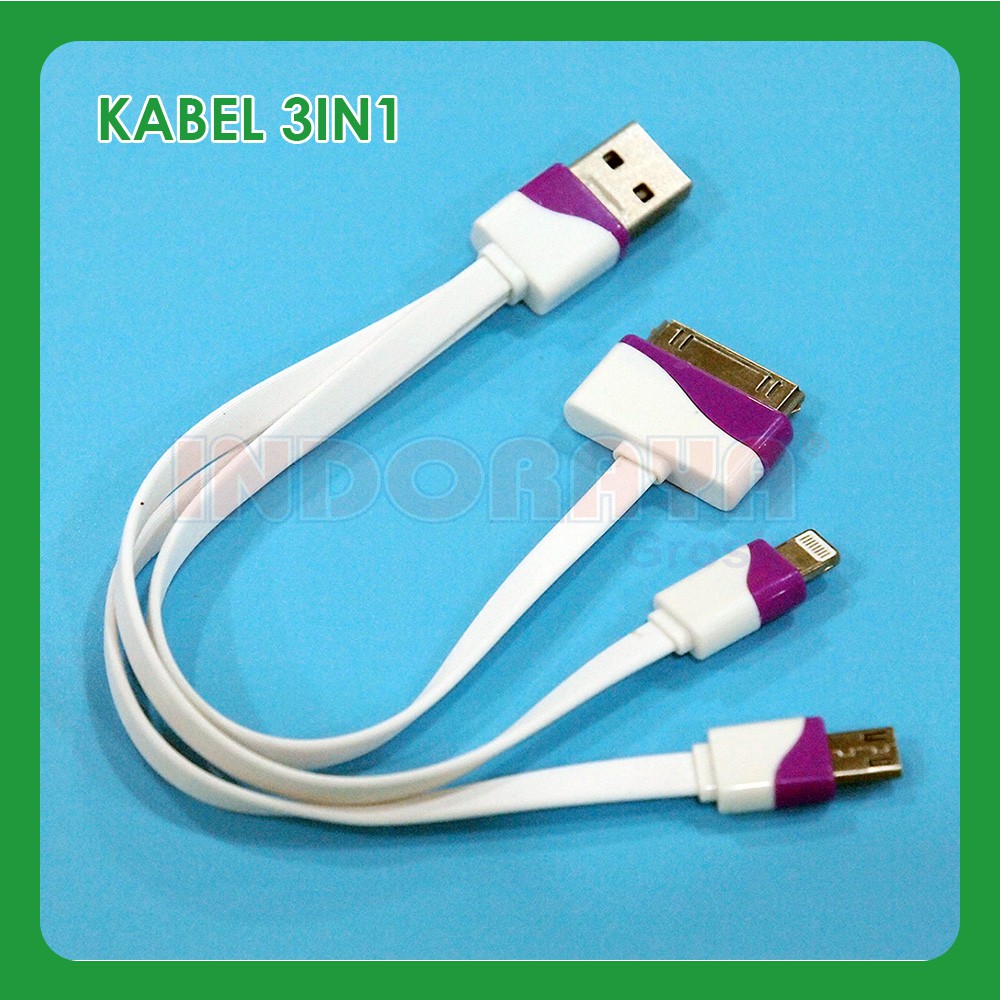 KABEL POWERBANK 3 IN1 PENDEK KABEL CHARGER KABEL DATA IPHONE FAST CHARGING KABEL POWERBANK 3IN1 PENDEK