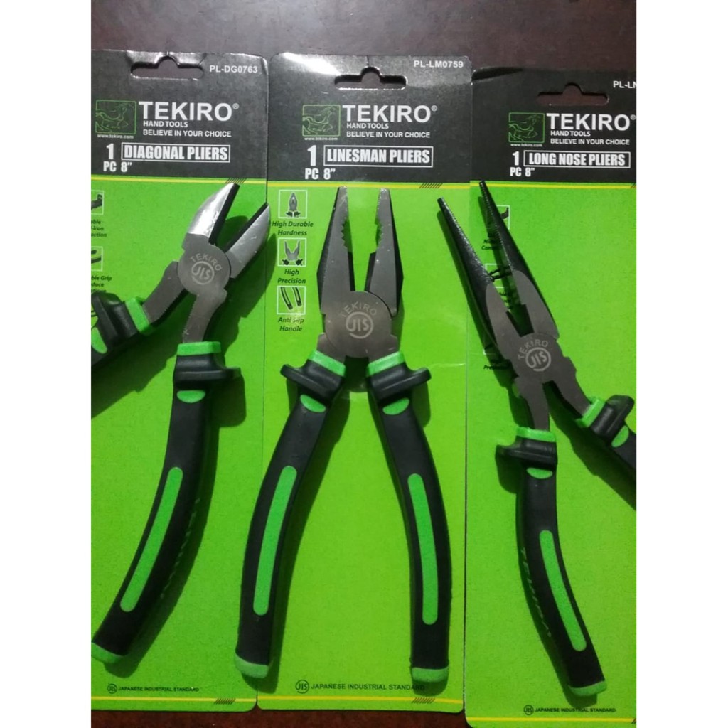 TEKIRO Tang Kombinasi 8 Inch + Tang Potong 8 Inch + Tang Lancip 8 Inch Set (NEW DESIGN)