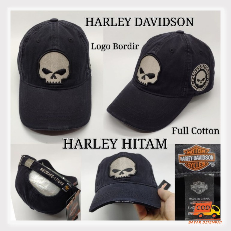 Topi Pria Distro Original Keren Baseball Snapback Polos Hitam Mur YN580  Import Baseball Harley - H