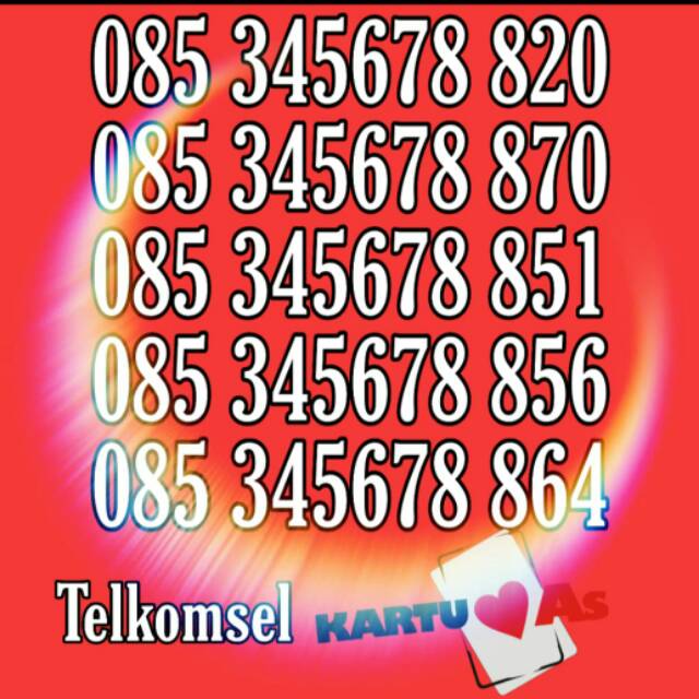 KARTU PERDANA TELKOSEL AS NO CANTIK TELKOMSEL AS 3456789