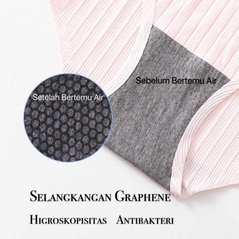 COD✅ Celana dalam wanita sutra es bergaris graphene antibakter CD seamless import   F006