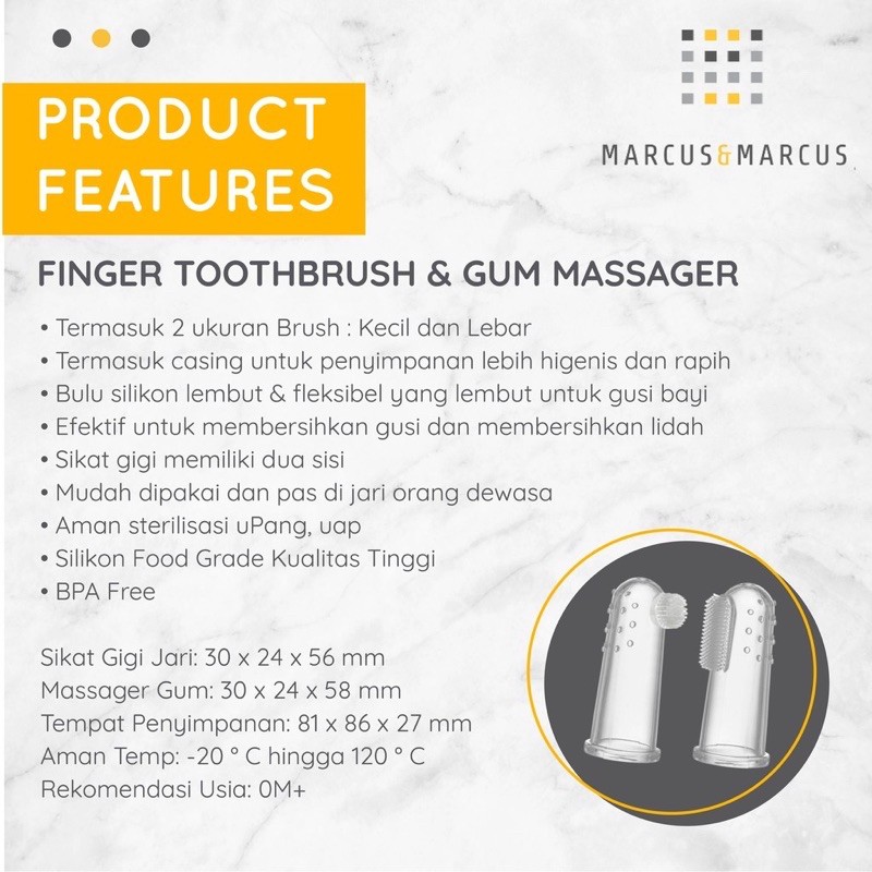 Marcus &amp; Marcus Finger Toothbrush &amp; Gum Massager Set - Sikat gigi bayi