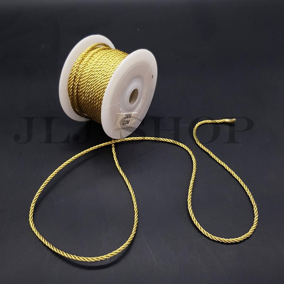 

Tali kur tambang 2mm gold /untuk tali craft tali souvernir dll meteran (ART. Y5166)