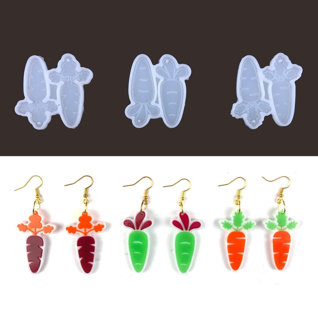 R-flower Easter Silicone Mold Candy Chocolate Eardrop Moulds Cetakan Tanah Liat Bentuk Wortel