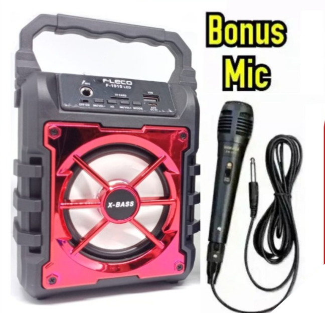 F-1915 LED SPEAKER KARAOKE BLUETOOTH + MIC SPEAKER KARAOKE X-BASS