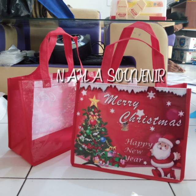 

Tas souvenir natal/tas bingkisan natal custom/tas natal kombinasi mika