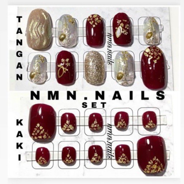 Kuku Palsu Set / Fakenail kaki / Kuku Palsu tangan kaki / Kuku Palsu sangjit / Wedding Nails