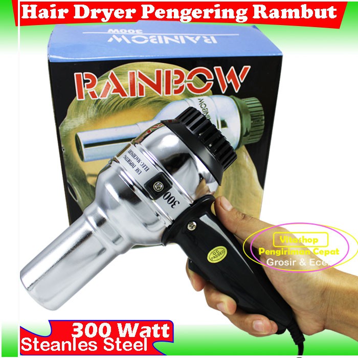 Hair Dryer  Alat Pengering Rambut RAINBOW Steanless / Hairdryer 300 Watt