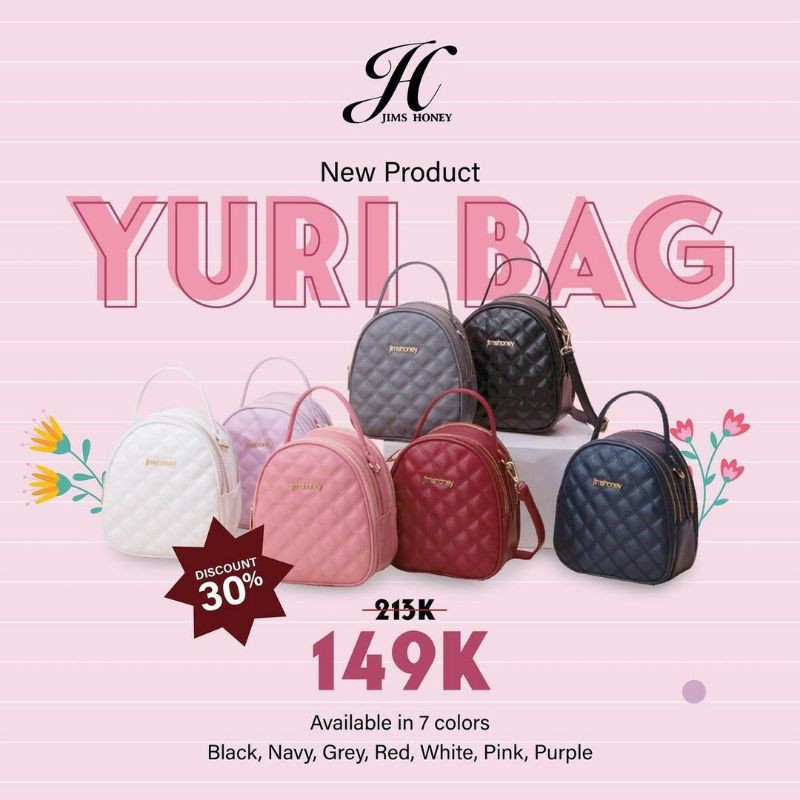 jims honey yuri bag jims honey tas korea lucu tas lilac tas ungu tas ransel mini tas ransel 3 in 1