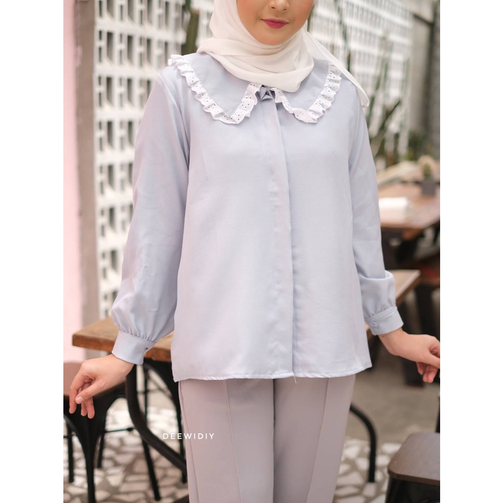 BLOUSE COLLAR KOREA BAJU KERJA WANITA DENGAN AKSEN LACE - JUKYUNG BLOUSE DEEWIDIY