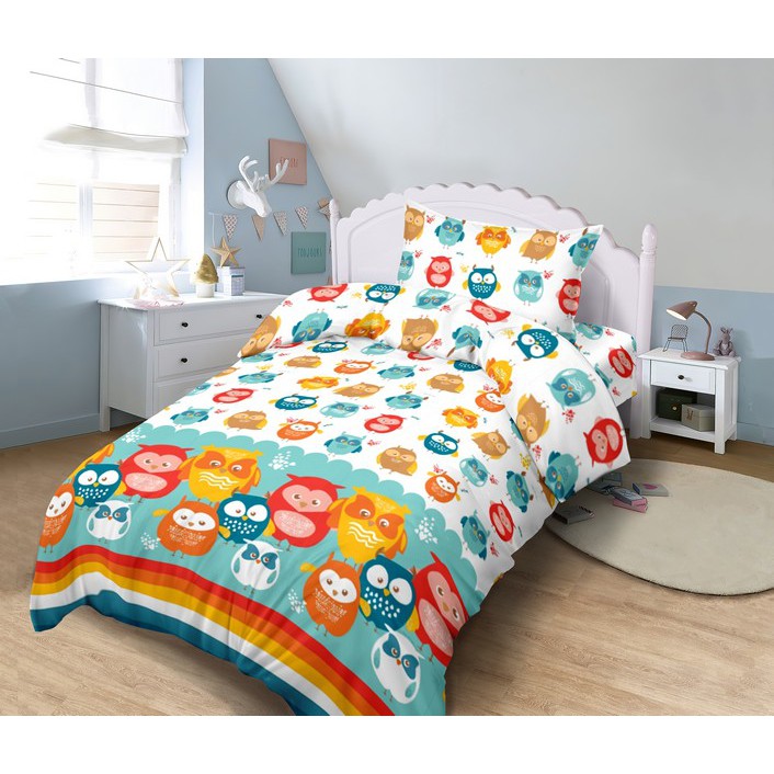 BEDCOVER LADY ROSE SINGLE 120x200 CM - MOTIF HAPPY OWL