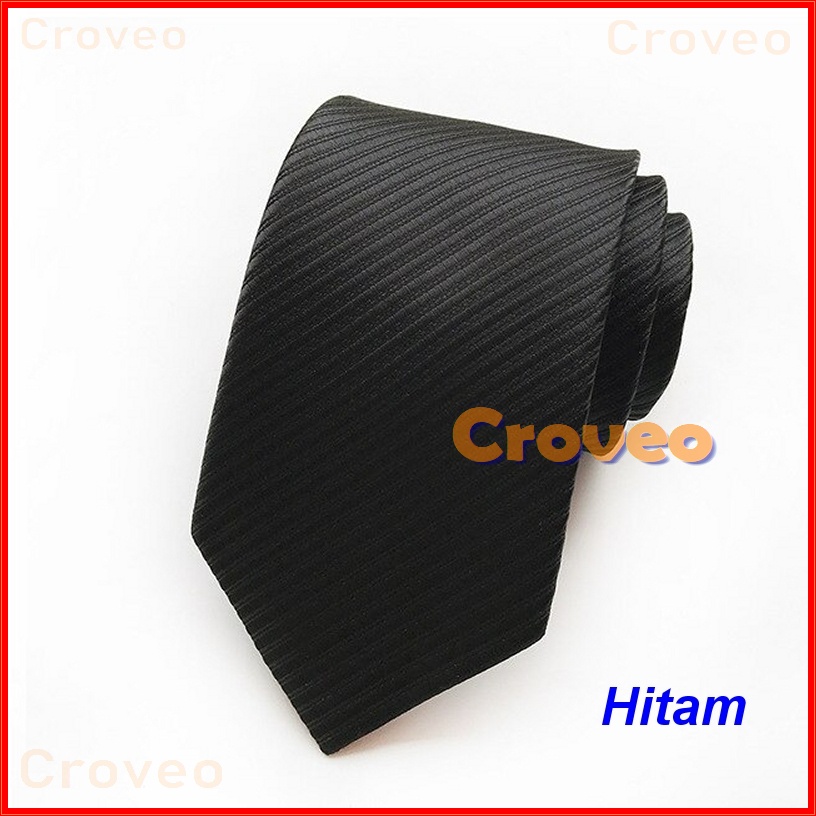 Dasi IMPORT Panjang Pria 3 Inch Hitam Dewasa Cowok Lebar Motif Garis Salur Formal Wisuda Ospek Setelan Kerja Kantor Merah Black 7.5cm 8 Cm Grosir Murah Import Resmi Satin Gold Biru Hijau Pesta Coklat Abu resleting Size Besar halus polos nectie Emas Putih