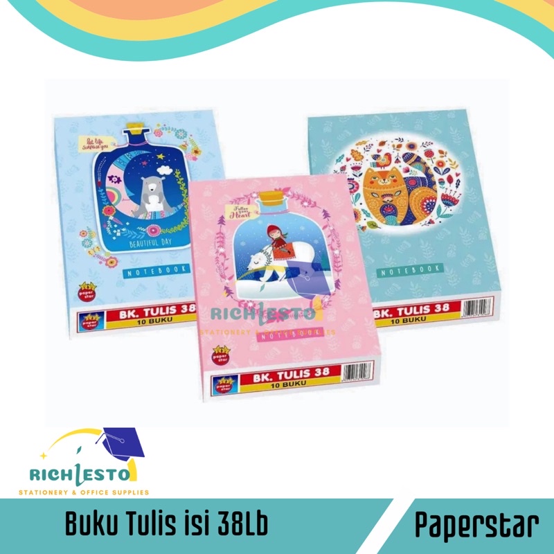 

10pcs Buku Tulis PAPERSTAR Garis 38lembar/Buku Tulis Paperstar