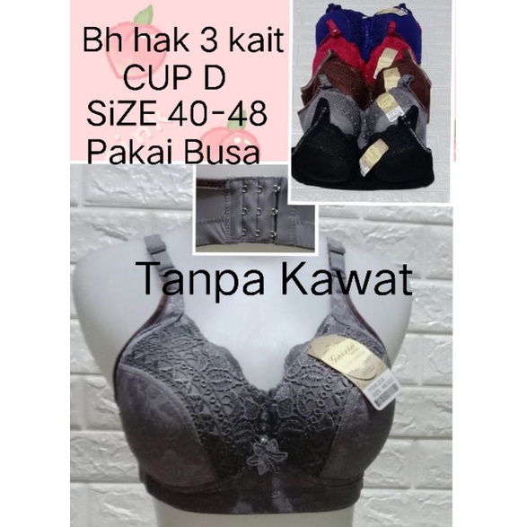 BH hak 3(G215)322 Cup D Pakai Busa Tanpa Kawat SiZE 40-48  BRA Remaja Dewasa Pakaian Dalam Wanita